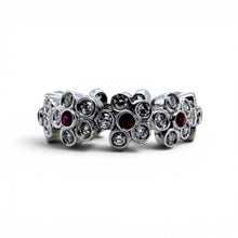 Platinum Ruby & Diamond Flower Eternity Band Size 6.5