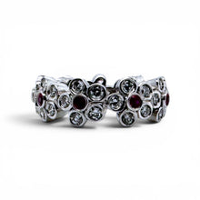 Platinum Ruby & Diamond Flower Eternity Band Size 6.5