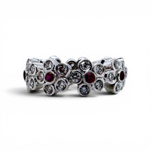 Platinum Ruby & Diamond Flower Eternity Band Size 6.5