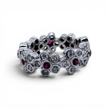 Platinum Ruby & Diamond Flower Eternity Band Size 6.5