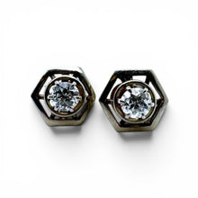 Vintage White Gold Old European Cut Diamond Stud Earrings