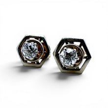 Vintage White Gold Old European Cut Diamond Stud Earrings