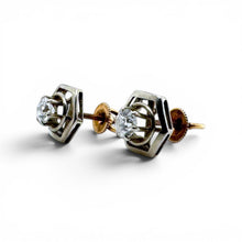 Vintage White Gold Old European Cut Diamond Stud Earrings
