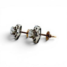 Vintage White Gold Old European Cut Diamond Stud Earrings