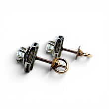 Vintage White Gold Old European Cut Diamond Stud Earrings