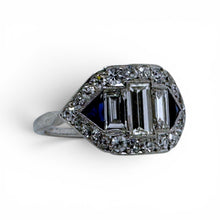 Vintage Art Deco Baguette Diamond Platinum Cocktail Ring