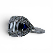 Vintage Art Deco Baguette Diamond Platinum Cocktail Ring