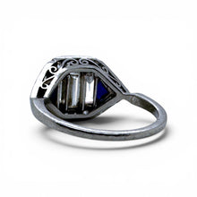 Vintage Art Deco Baguette Diamond Platinum Cocktail Ring