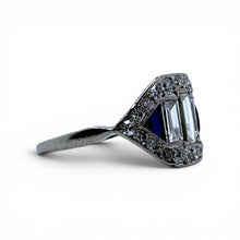 Vintage Art Deco Baguette Diamond Platinum Cocktail Ring