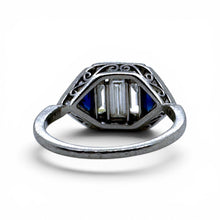 Vintage Art Deco Baguette Diamond Platinum Cocktail Ring