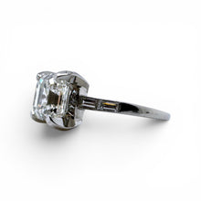 Vintage Art Deco 3.02 Carat Asscher Cut Diamond Platinum Hidden Halo Ring
