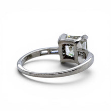 Vintage Art Deco 3.02 Carat Asscher Cut Diamond Platinum Hidden Halo Ring