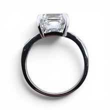 Vintage Art Deco 3.02 Carat Asscher Cut Diamond Platinum Hidden Halo Ring