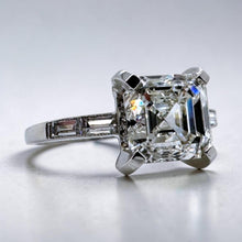 Vintage Art Deco 3.02 Carat Asscher Cut Diamond Platinum Hidden Halo Ring