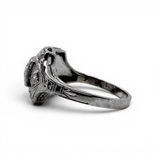Vintage Two Stone Diamond Cocktail Ring 14K White Gold