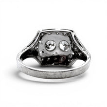 Vintage Two Stone Diamond Cocktail Ring 14K White Gold