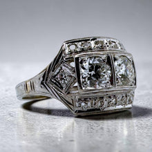 Vintage Two Stone Diamond Cocktail Ring 14K White Gold