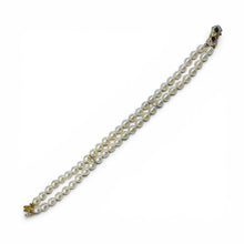 Vintage Double Strand Pearl Bracelet Sapphire & Diamond 14K Yellow Gold