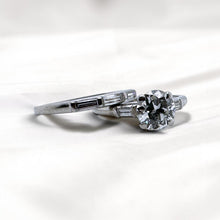 Vintage Platinum Wedding Set 0.95 Carat Old European Cut Diamond