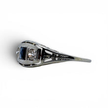Vintage 18K White Gold Sapphire & Diamond Three Stone Ring