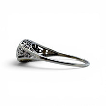 Vintage 18K White Gold Sapphire & Diamond Three Stone Ring