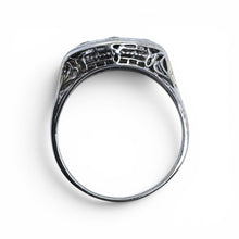 Vintage 18K White Gold Sapphire & Diamond Three Stone Ring