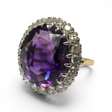 Vintage Amethyst & Diamond Halo Cocktail Ring