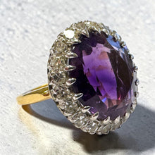 Vintage Amethyst & Diamond Halo Cocktail Ring
