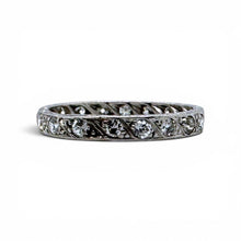Vintage Art Deco Old European Cut Diamond Eternity Platinum Band Size 6.25