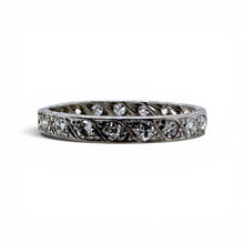 Vintage Art Deco Old European Cut Diamond Eternity Platinum Band Size 6.25