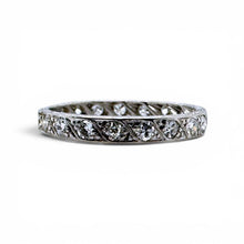 Vintage Art Deco Old European Cut Diamond Eternity Platinum Band Size 6.25