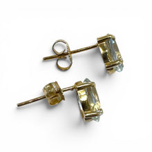 2 Carat Aquamarine Stud Earrings 14K Yellow Gold