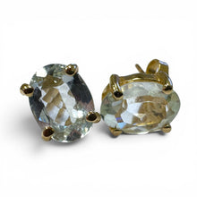 2 Carat Aquamarine Stud Earrings 14K Yellow Gold
