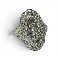 Vintage Edwardian Era Diamond Cocktail Ring 18K White Gold