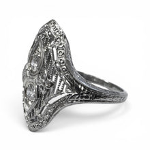 Vintage Edwardian Era Diamond Cocktail Ring 18K White Gold