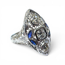 Vintage Art Deco Sapphire and Diamond Cocktail Ring