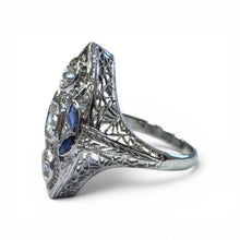 Vintage Art Deco Sapphire and Diamond Cocktail Ring