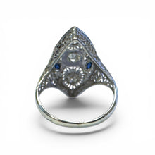 Vintage Art Deco Sapphire and Diamond Cocktail Ring