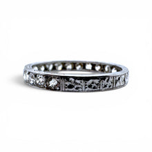 Vintage Engraved Platinum Diamond Band Size 6.5