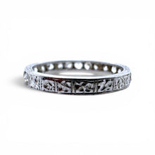 Vintage Engraved Platinum Diamond Band Size 6.5