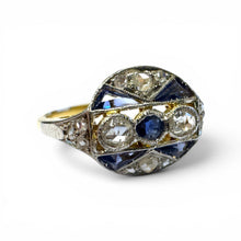 Vintage Dainty Art Deco Sapphire and Diamond Cocktail Ring