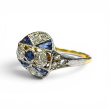 Vintage Dainty Art Deco Sapphire and Diamond Cocktail Ring