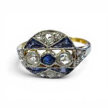 Vintage Dainty Art Deco Sapphire and Diamond Cocktail Ring
