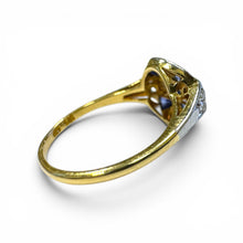 Vintage Dainty Art Deco Sapphire and Diamond Cocktail Ring