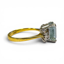 Vintage 14k Yellow and White Gold Aquamarine and Diamond Ring