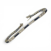 Estate Platinum Sapphire and Diamond Tennis Bracelet