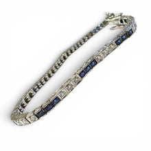 Estate Platinum Sapphire and Diamond Tennis Bracelet