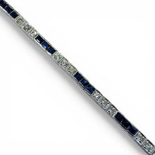Estate Platinum Sapphire and Diamond Tennis Bracelet