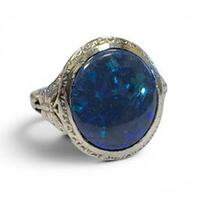 Vintage Edwardian Platinum 3 Carat Black Opal Ring