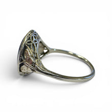 Vintage Edwardian Platinum 3 Carat Black Opal Ring